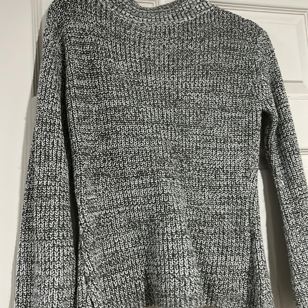 olive and gray blended sweater